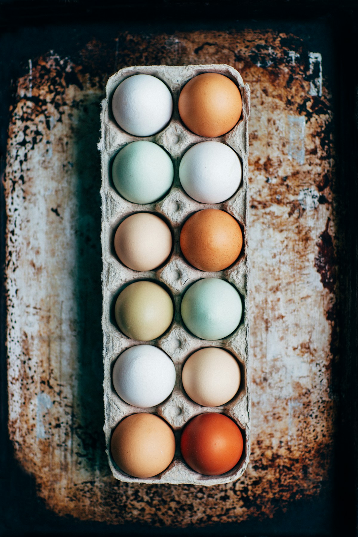 Fresh eggs in a farm tray